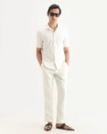 Rare Rabbit Men's Pastor-Ss26 Off White Cotton Fabric Regular Fit Drawstring Plain Trouser | Rare Rabbit at Broadway