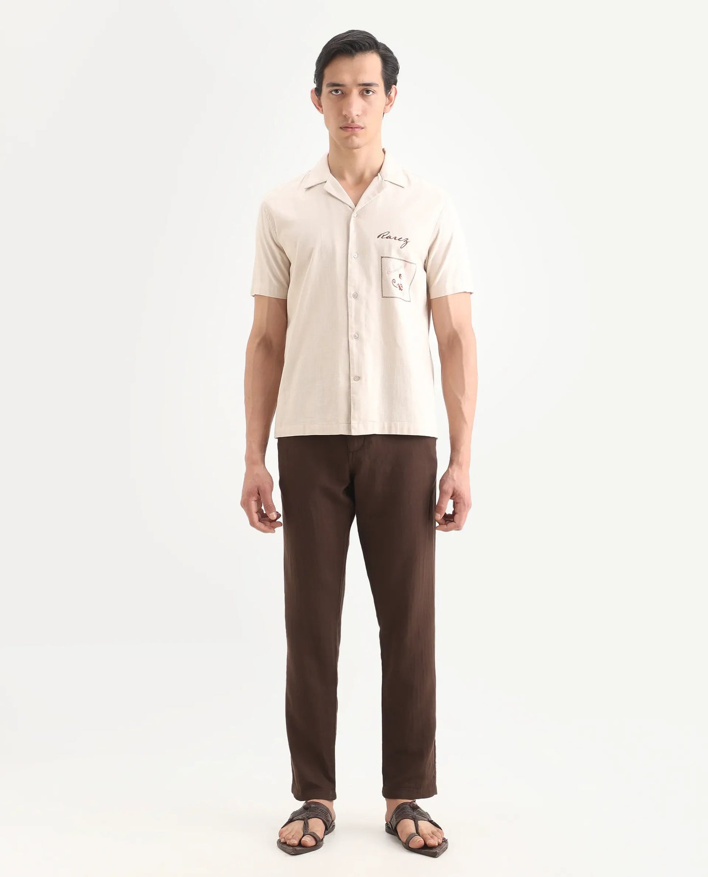 Rare Rabbit Men's Pastor-Ss26 Brown Cotton Fabric Regular Fit Drawstring Plain Trouser | Rare Rabbit at Broadway