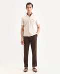 Rare Rabbit Men's Pastor-Ss26 Brown Cotton Fabric Regular Fit Drawstring Plain Trouser | Rare Rabbit at Broadway