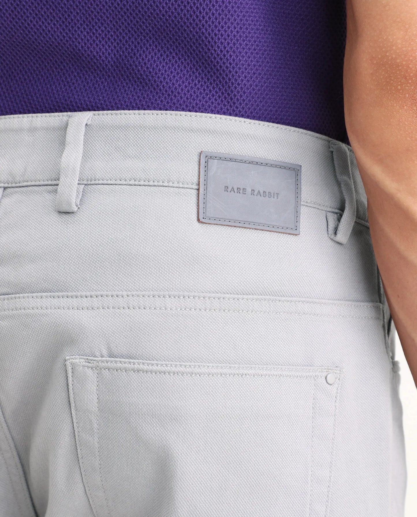 Rare Rabbit Men's Spoke-Ss26 Purple Cotton Blend Fabric Regular Fit Plain Trouser | Rare Rabbit at Broadway