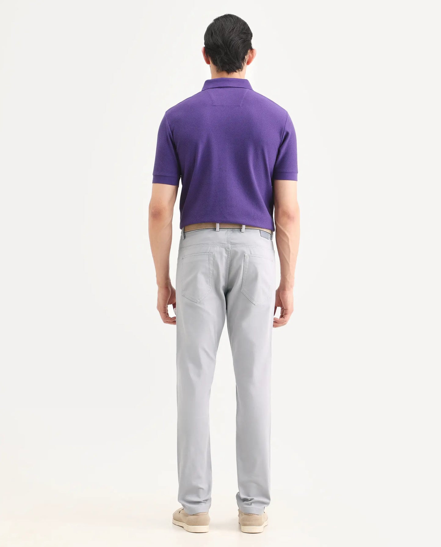 Rare Rabbit Men's Spoke-Ss26 Purple Cotton Blend Fabric Regular Fit Plain Trouser | Rare Rabbit at Broadway