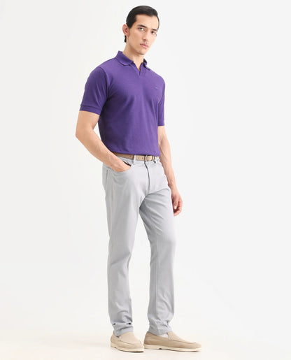 Rare Rabbit Men's Spoke-Ss26 Purple Cotton Blend Fabric Regular Fit Plain Trouser | Rare Rabbit at Broadway