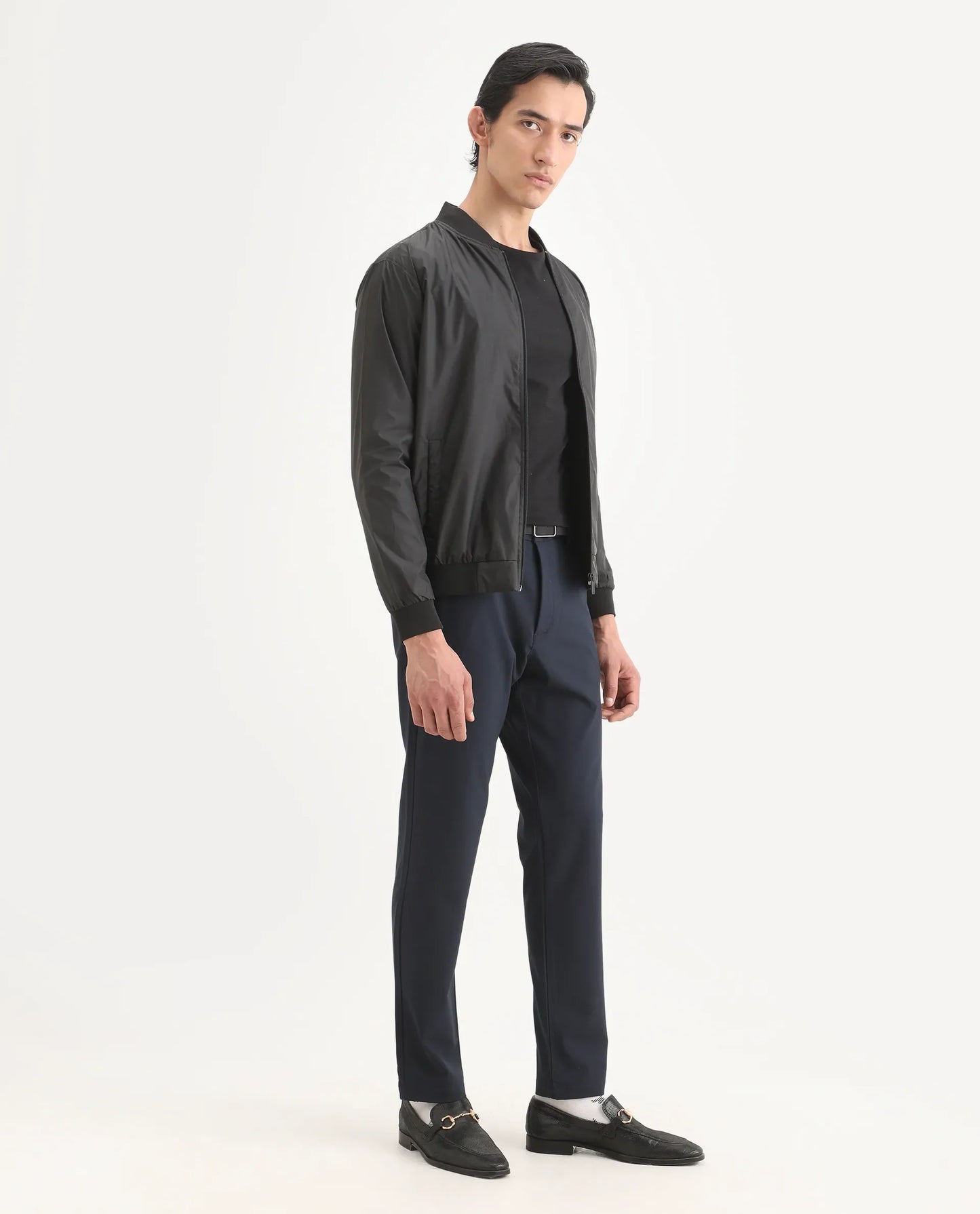 Rare Rabbit Men's Travel-Ss26 Navy Polyester Fabric Button And Zip Closure Closure Plain Trouser | Rare Rabbit at Broadway