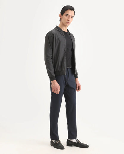 Rare Rabbit Men's Travel-Ss26 Navy Polyester Fabric Button And Zip Closure Closure Plain Trouser | Rare Rabbit at Broadway