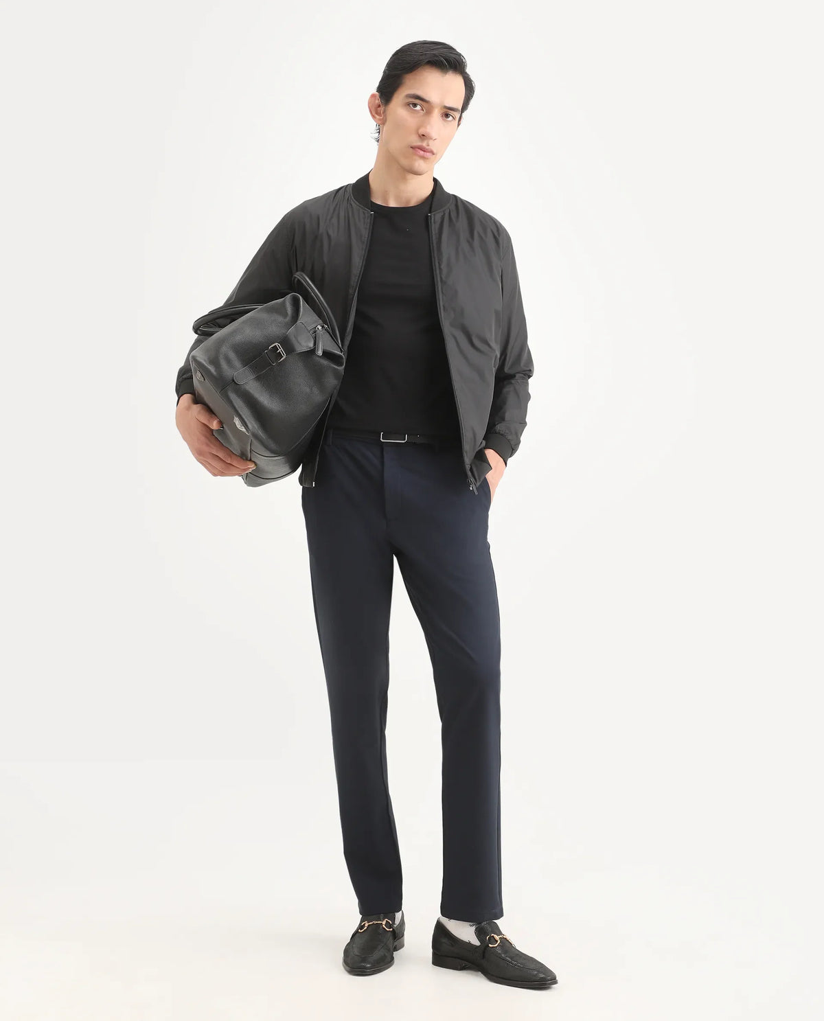 Rare Rabbit Men's Travel-Ss26 Navy Polyester Fabric Button And Zip Closure Closure Plain Trouser | Rare Rabbit at Broadway