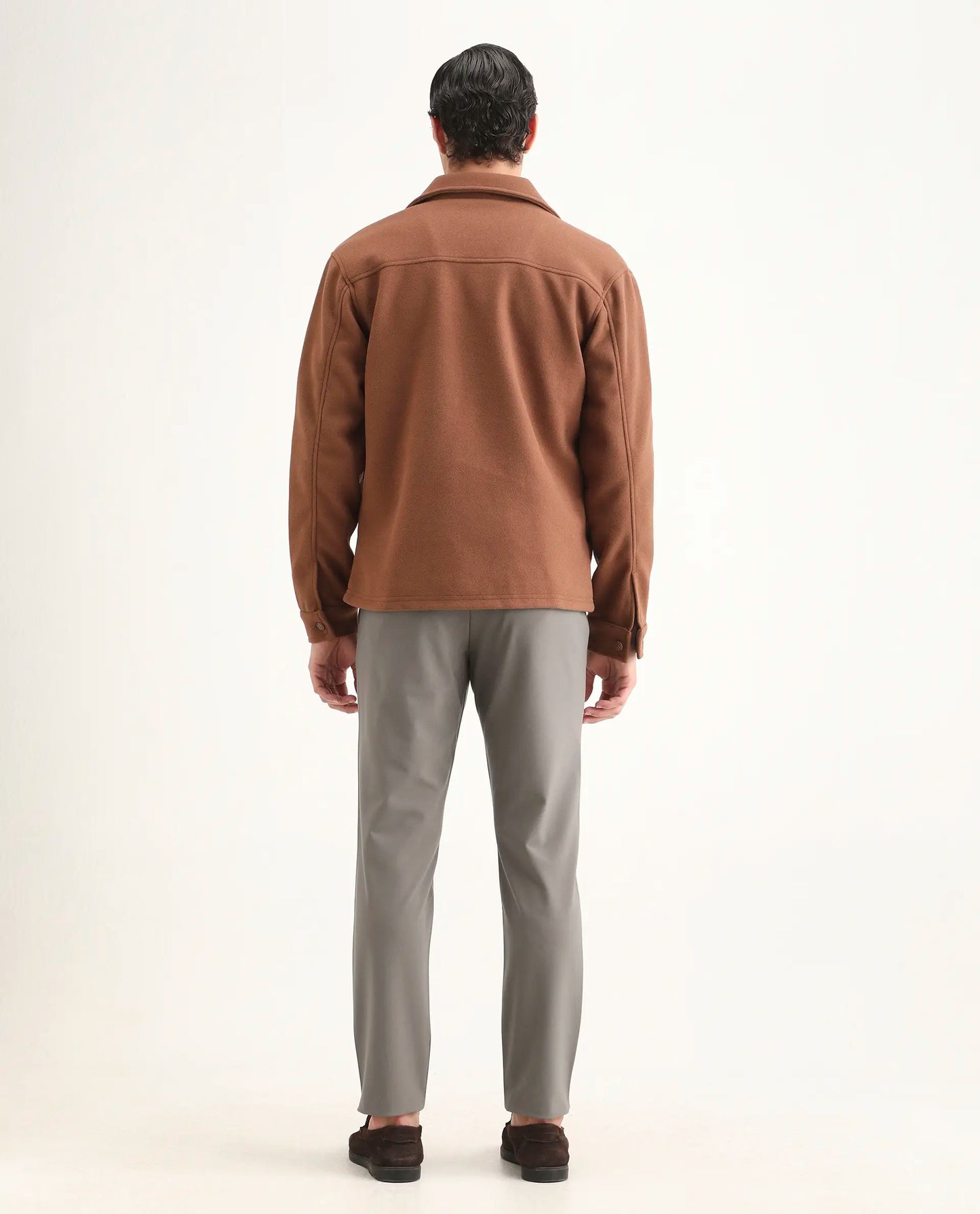 Rare Rabbit Men's Travel-Ss26 Dark Beige Polyester Fabric Button And Zip Closure Closure Plain Trouser | Rare Rabbit at Broadway