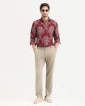 Rare Rabbit Men's Jomo-Ss26 Khaki Linen Blend Fabric Regular Fit Plain Trouser | Rare Rabbit at Broadway