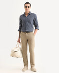 Rare Rabbit Men's Driver-Ss26 Khaki Polyester Blend Fabric Regular Fit Plain Trouser | Rare Rabbit at Broadway