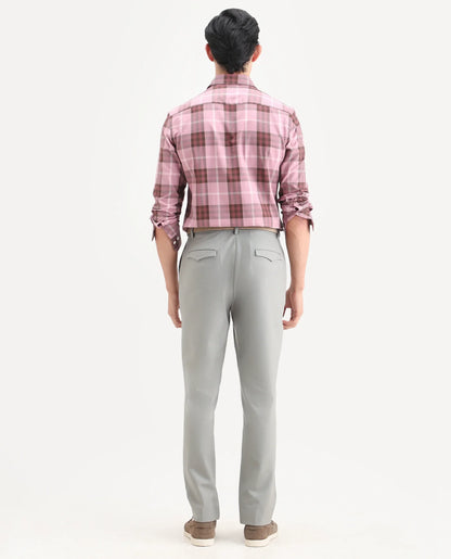 Rare Rabbit Men's Austi-Ss26 Grey Polyester Blend Fabric Regular Fit Plain Trouser | Rare Rabbit at Broadway