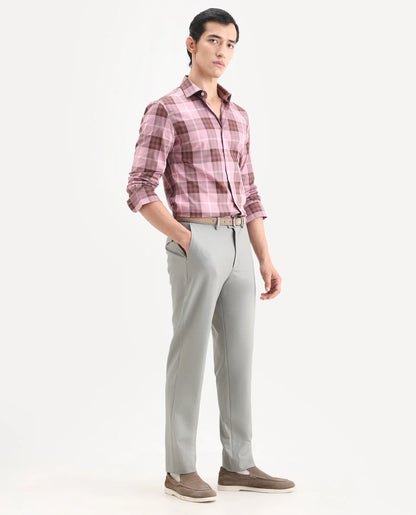 Rare Rabbit Men's Austi-Ss26 Grey Polyester Blend Fabric Regular Fit Plain Trouser | Rare Rabbit at Broadway