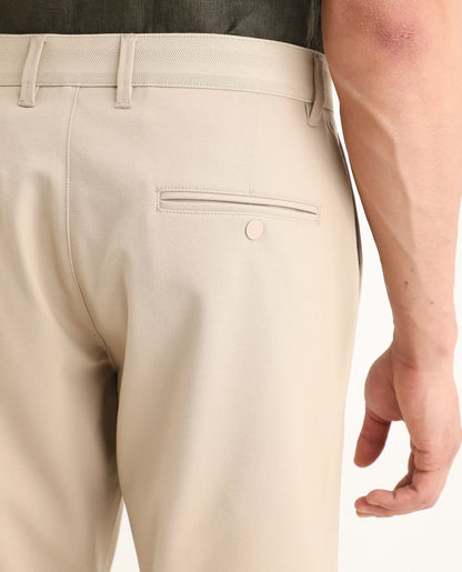 Rare Rabbit Men's Drivo-Ss26 Light Khaki Polyester Blend Fabric Regular Fit Plain Shorts | Rare Rabbit at Broadway