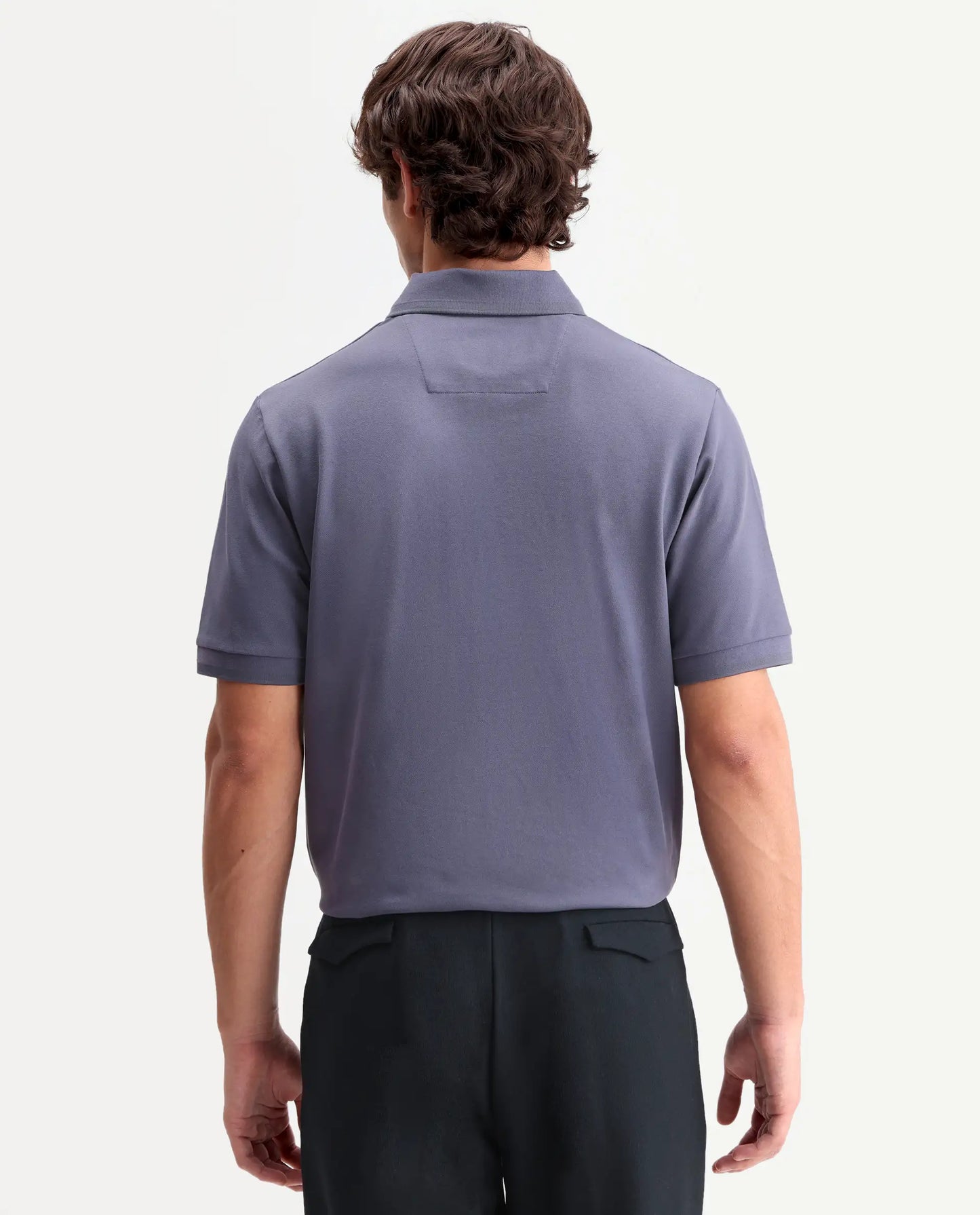 Rare Rabbit Men's Clak Dark Purple Cotton Blend Fabric Half Sleeve Spread Collar Regular Fit Plain Polo | Rare Rabbit at Broadway