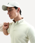 Rare Rabbit Men's Ringer-S26 Pastel Green Cotton Fabric Half Sleeve Spread Collar Regular Fit Plain Polo | Rare Rabbit at Broadway
