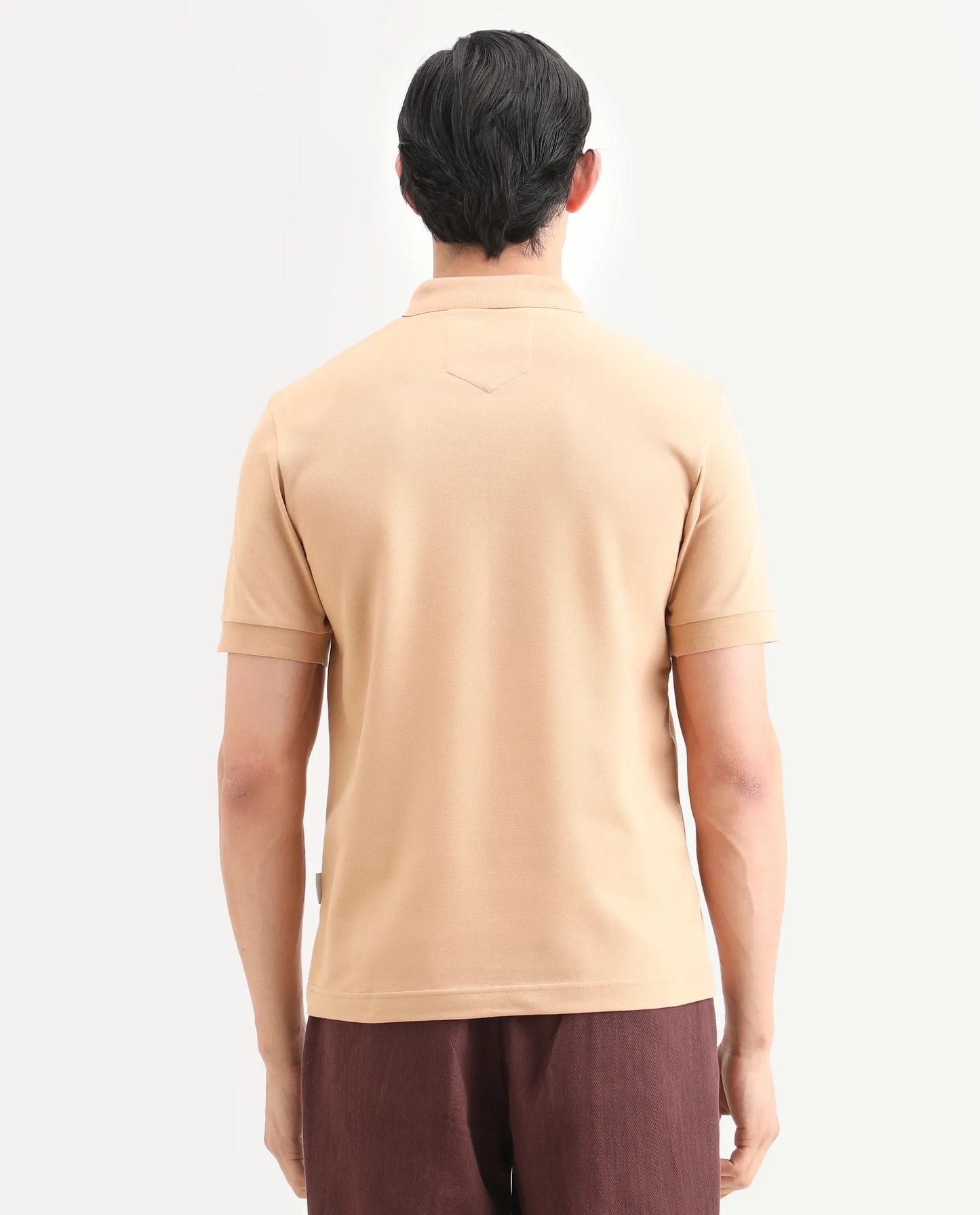 Rare Rabbit Men's Salis-S26 Light Yellow Cotton Blend Fabric Half Sleeve Spread Collar Regular Fit Plain Polo | Rare Rabbit at Broadway