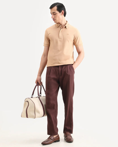 Rare Rabbit Men's Salis-S26 Light Yellow Cotton Blend Fabric Half Sleeve Spread Collar Regular Fit Plain Polo | Rare Rabbit at Broadway