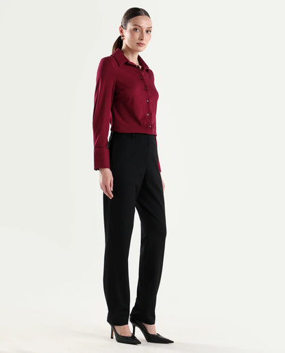 Rareism Women's Paper Black Viscose Blend Tapered Plain Trouser