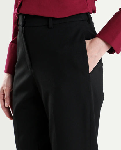 Rareism Women's Paper Black Viscose Blend Tapered Plain Trouser