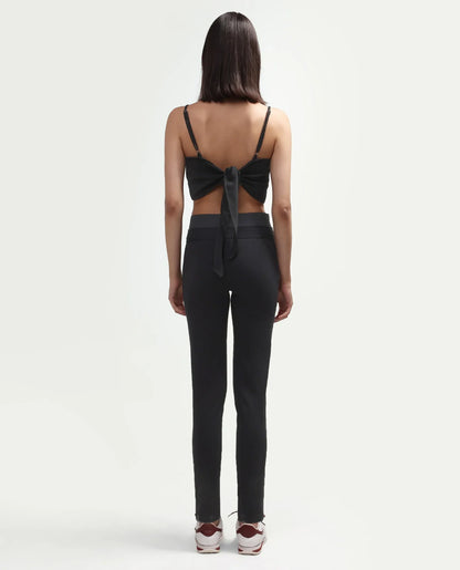 Rareism Women's Jancuro-S26 Black Viscose Blend Slim Fit Plain Trouser