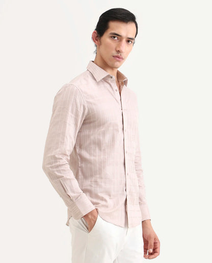 Rare Rabbit Men's Ford Dusky Pink Cotton Fabric Full Sleeve Spread Collar Regular Fit Checked Shirt | Rare Rabbit at Broadway