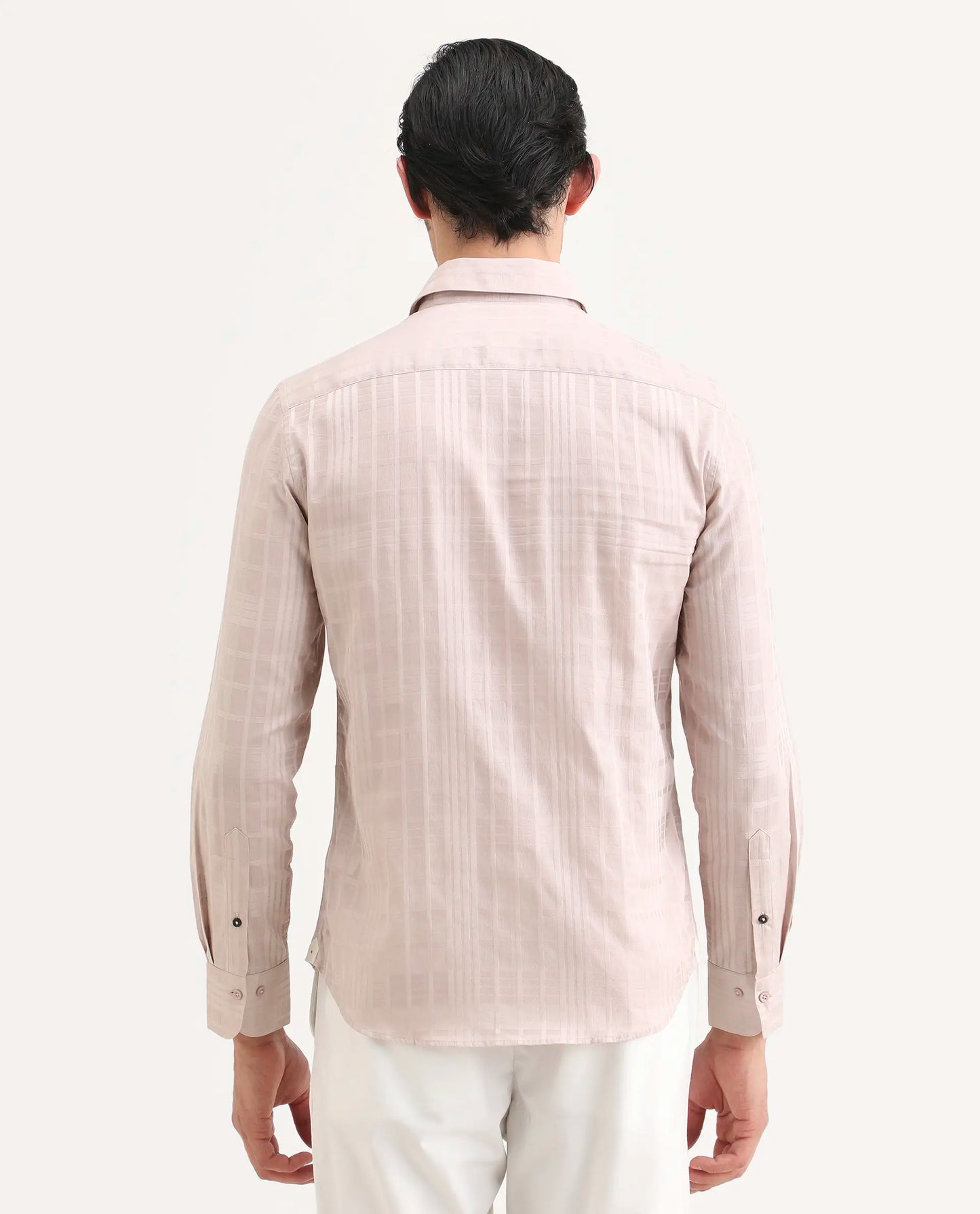 Rare Rabbit Men's Ford Dusky Pink Cotton Fabric Full Sleeve Spread Collar Regular Fit Checked Shirt | Rare Rabbit at Broadway