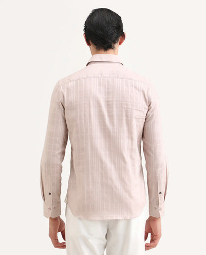 Rare Rabbit Men's Ford Dusky Pink Cotton Fabric Full Sleeve Spread Collar Regular Fit Checked Shirt | Rare Rabbit at Broadway