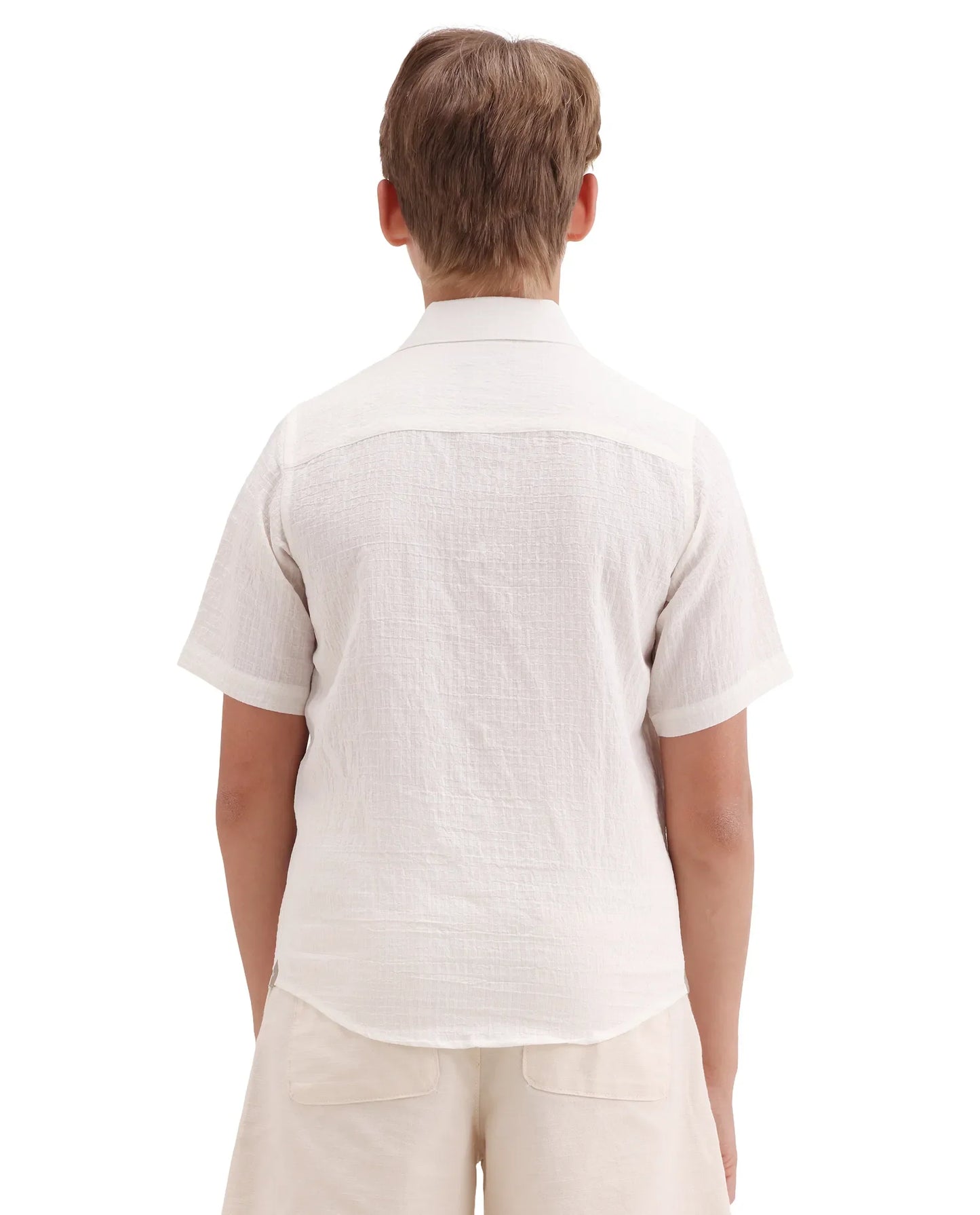 Rare Ones Kids Lyth-26 Off White Viscose Blend Button Closure Regular Fit Shirt