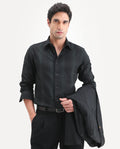 Rare Rabbit Men's Raul-S26 Black Cotton Full Sleeve Spread Collar Regular Fit Checked Shirt | Rare Rabbit at Broadway