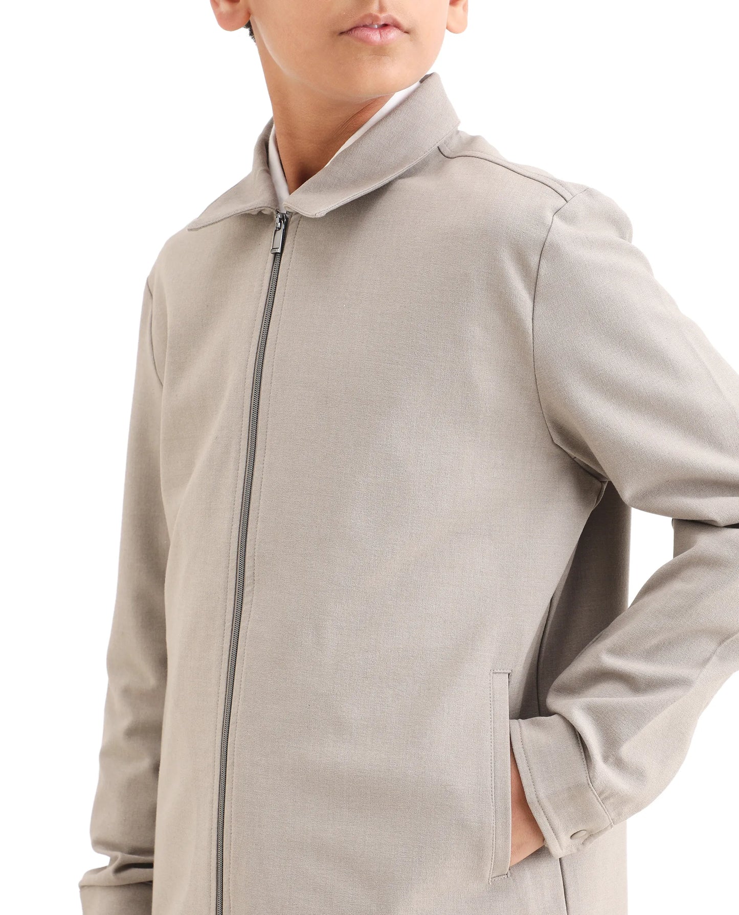 Rare Ones Kids Juan-K 26 Beige Polyester Blend Zipper Closure Regular Fit Shacket