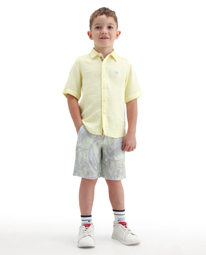 Rare Ones Kids Pasel-B Fluorescent Green Viscose Blend Button Closure Regular Fit Shorts