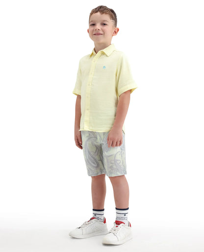 Rare Ones Kids Pasel-B Fluorescent Green Viscose Blend Button Closure Regular Fit Shorts