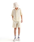 Rare Ones Kids Clyd-B Yellow Linen Blend Button Closure Regular Fit Shorts