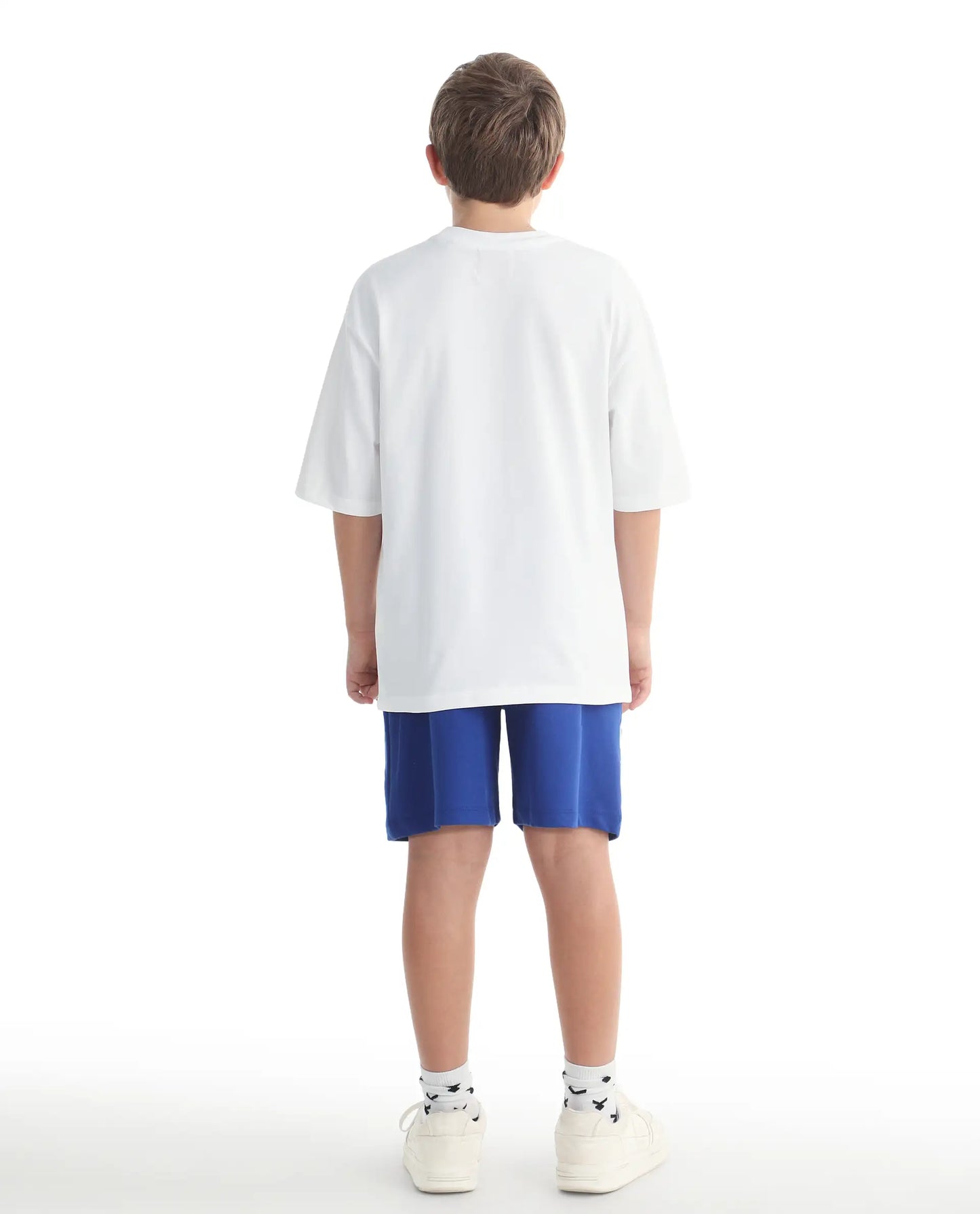 Rare Ones Kids Skil-B Blue Cotton Blend Fabric Drawstring Closure Pigment Print Boxy Fit Shorts