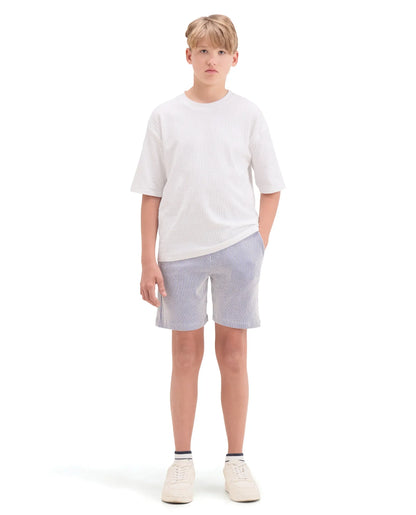 Rare Ones Kids John26-B Light Blue Cotton Blend Fabric Drawstring Closure Regular Fit Shorts