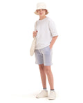 Rare Ones Kids John26-B Light Blue Cotton Blend Fabric Drawstring Closure Regular Fit Shorts