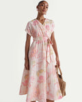 Rareism Women's Valno Light Multi Polyester Fabric Over Lap Flared Floral Print Dress