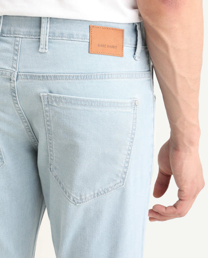 Rare Rabbit Men's Ankl Light Blue Cotton Blend Fabric Hawk Slim Plain Jeans | Rare Rabbit at Broadway
