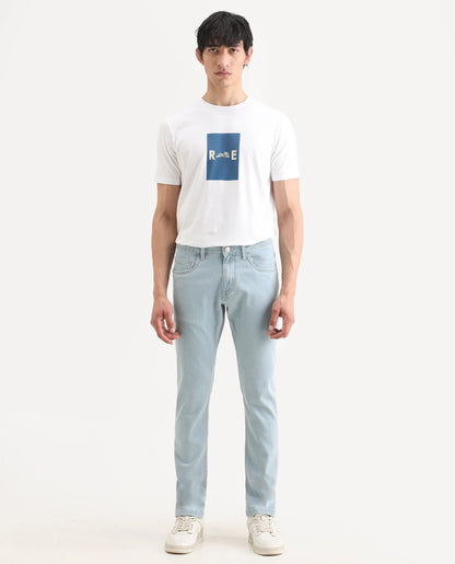 Rare Rabbit Men's Ankl Light Blue Cotton Blend Fabric Hawk Slim Plain Jeans | Rare Rabbit at Broadway