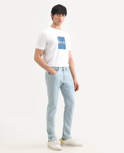 Rare Rabbit Men's Ankl Light Blue Cotton Blend Fabric Hawk Slim Plain Jeans | Rare Rabbit at Broadway