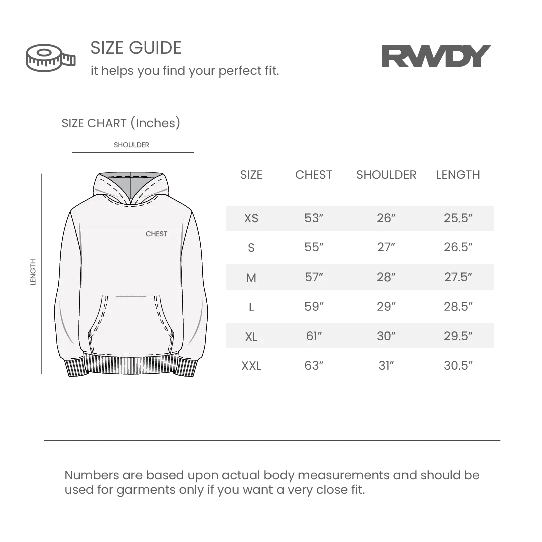 Size Chart for CULTURE BLACK HOODIE