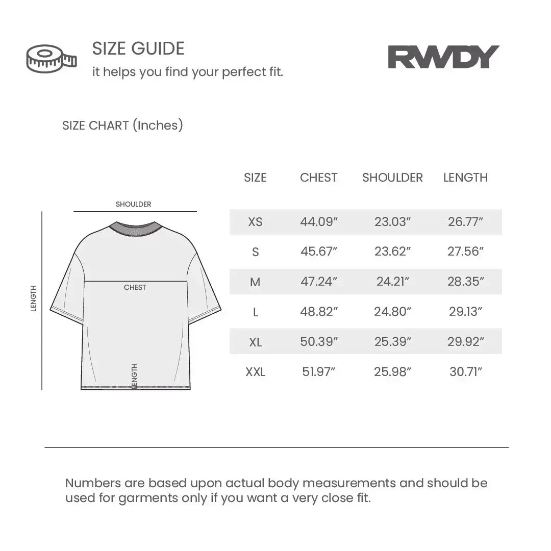 Size Chart for RWDY BREEZE SHIRT | PISTACHIO MIST
