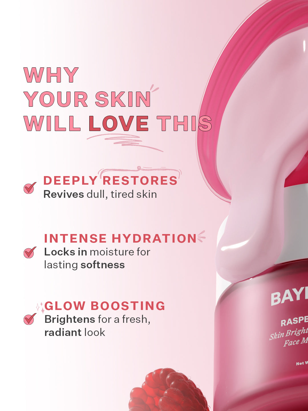 Raspberry Vital Skin Brightening + Hydrating Face Mask with AHA