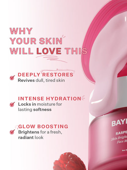 Raspberry Vital Skin Brightening + Hydrating Face Mask with AHA