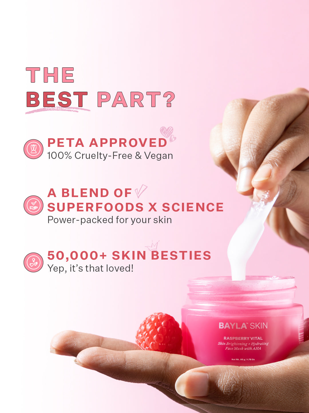 Raspberry Vital Skin Brightening + Hydrating Face Mask with AHA