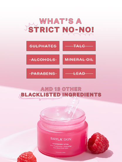 Raspberry Vital Skin Brightening + Hydrating Face Mask with AHA