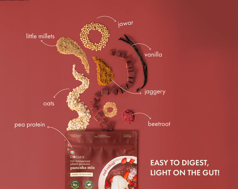 Cosmix No-Nonsense Plant Protein Pancakes - Red Velvet Cake Red | COSMIX at Broadway