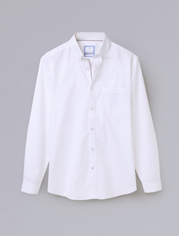 Replay 100% Oxford Cotton Shirt - Button Down Collar | Kingdom Of White at Broadway