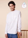 Solid White Mandarin Collar Kurta Shirt | Kingdom Of White at Broadway
