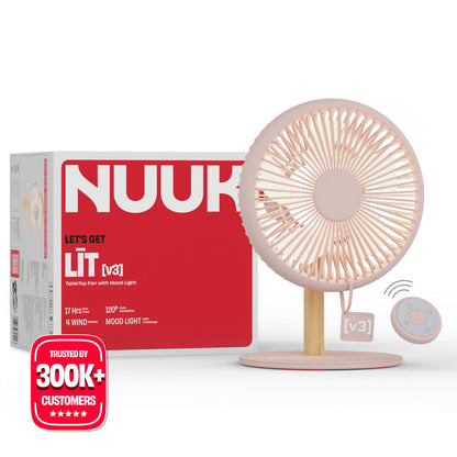 All-day Wireless Rechargeable Table Fan with Mood Light and Magnetic Remote | LĪT [v3]