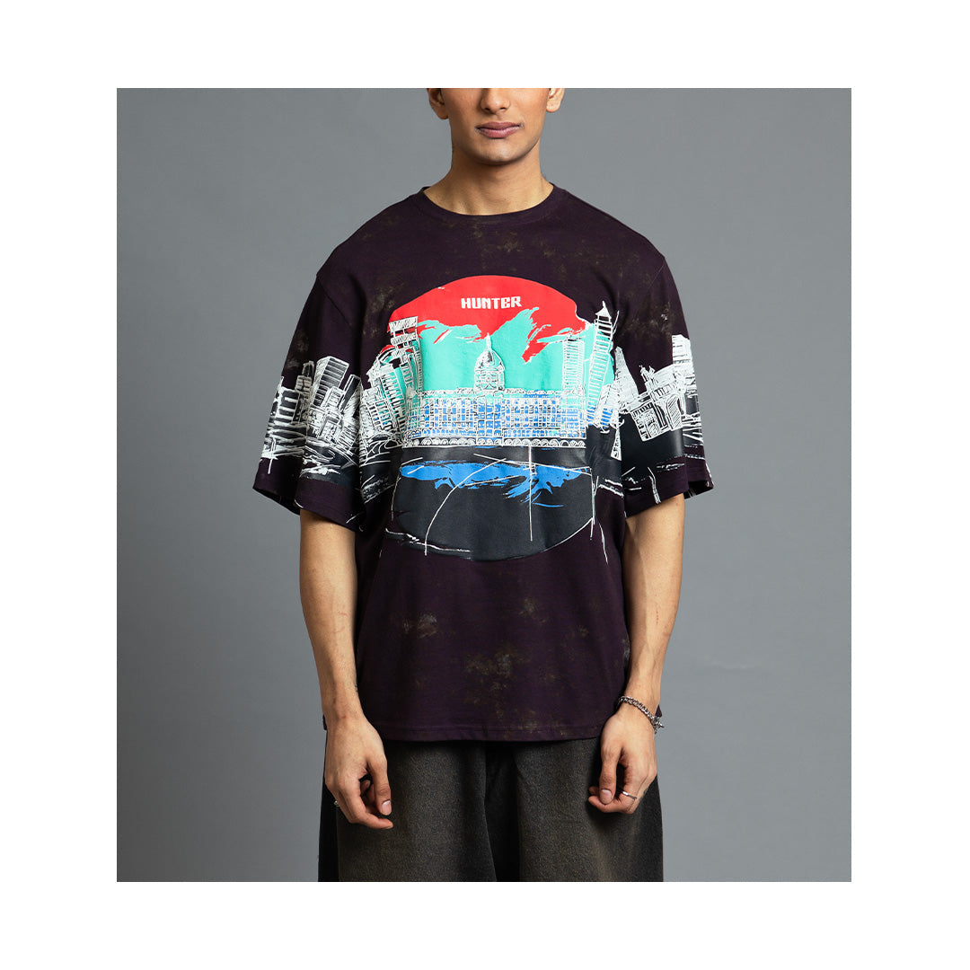 Royal Enfield Hunter 350 x HUEMN T-shirt (Dark Purple) | Huemn at Broadway