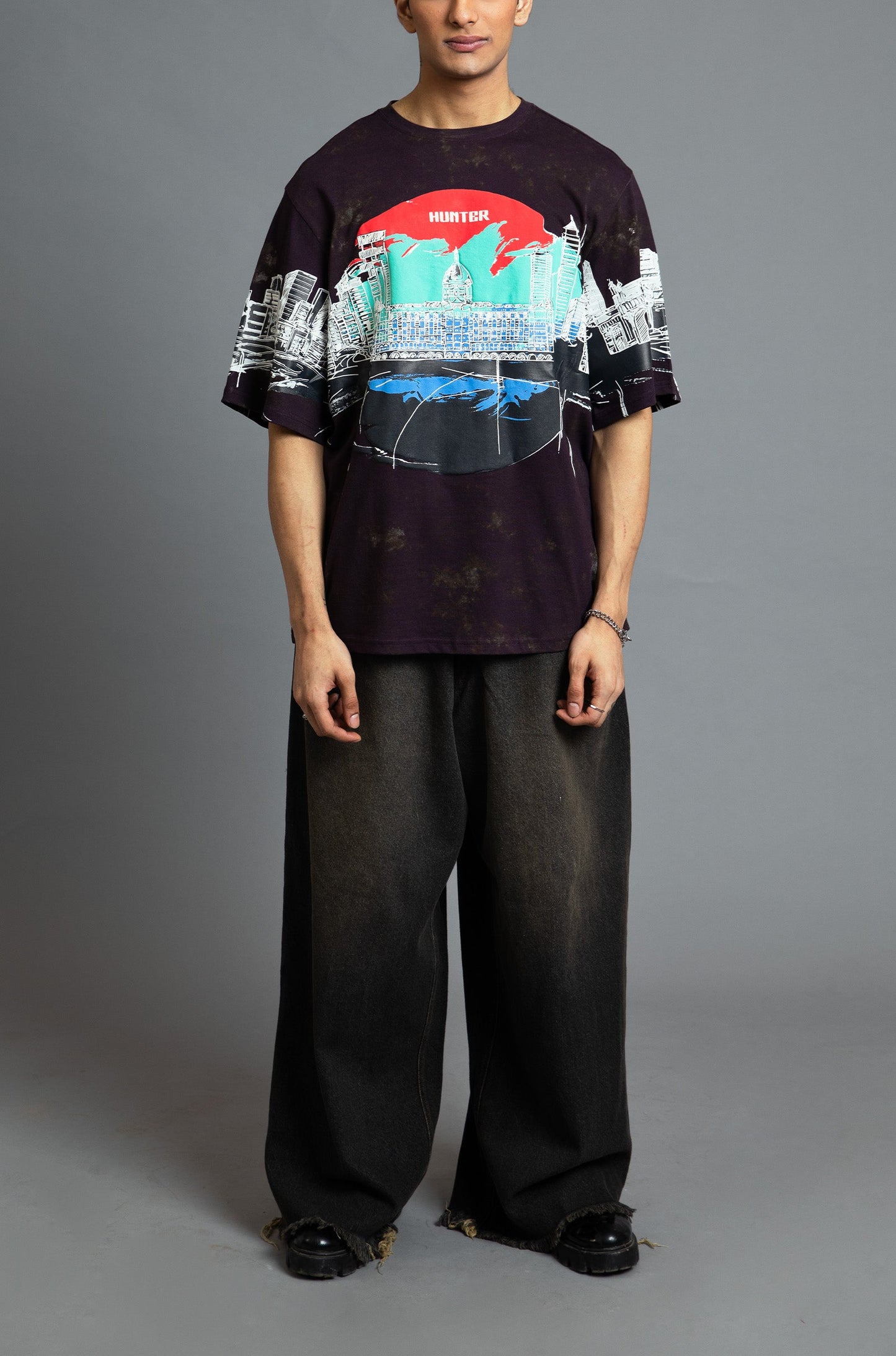 Royal Enfield Hunter 350 x HUEMN T-shirt (Dark Purple) | Huemn at Broadway